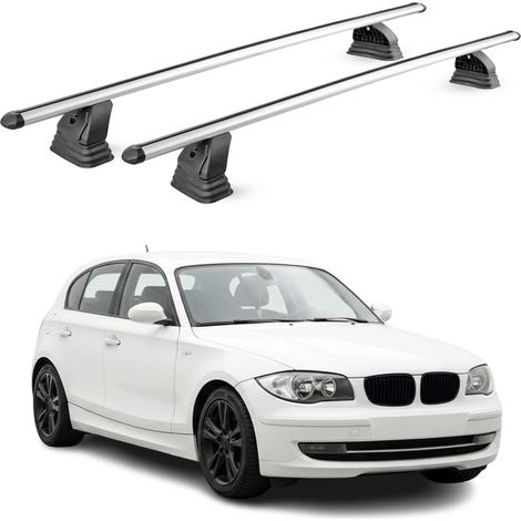 OMAC Aluminium Dachträger Querträger für Bmw 1er E87 E81 HB 2004-2011 – TÜV / DIN 75302:2019 – Abschließbar – T-Nut – Max. 75 kg – 2 Stangen – Silber (1/5)