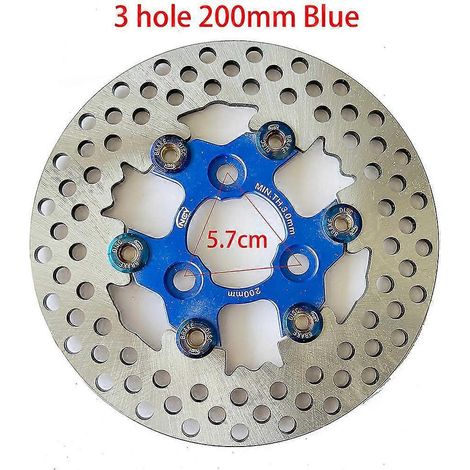 Disques de frein flottants universels en alliage d'aluminium pour moto, diamètre extérieur 200 mm/220 mm/245 mm/260 mm, plaquettes de frein à refroidissement rapide, 5,7 cm, bleu, 200 mm (1/5)
