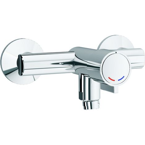 Mezclador temporizado de pared para lavabo y fregadero serie MINIMAL con mando pulsador y aireador articulado - Idral