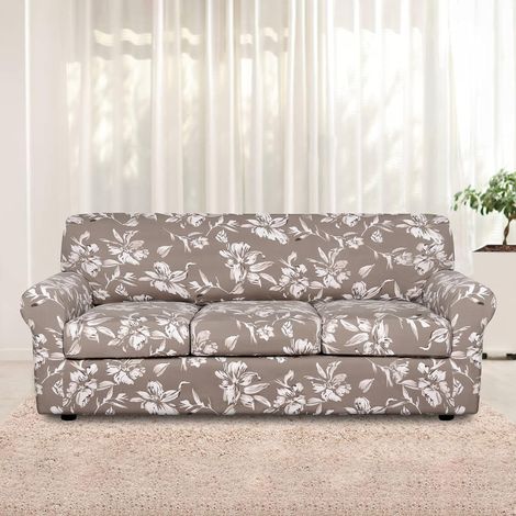 Funda elástica lavable estampada de spandex para sofás de 1, 2 o 3 plazas con correa antideslizante para salón o dormitorio (LB, 3 plazas). (1/5)