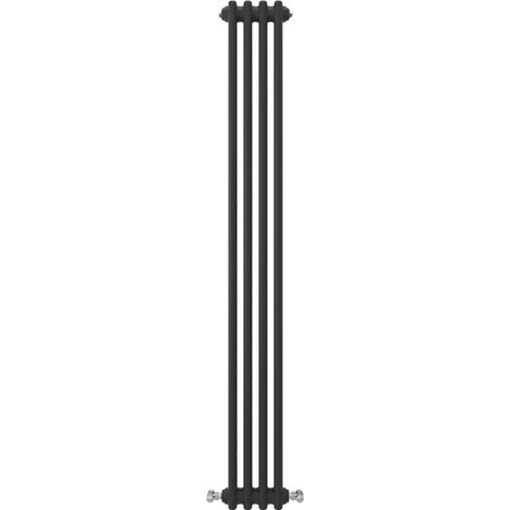 Acezanble Vertical Traditional Cast Iron Style Radiator 1500x200mm 3 Column Black