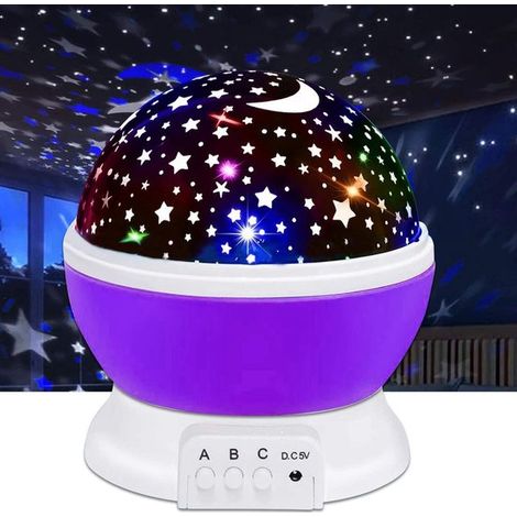 Lámpara de noche con proyector de estrellas para bebés，proyector de estrellas LED con 8 luces de colores para niños y adultos (morado) (1/5)
