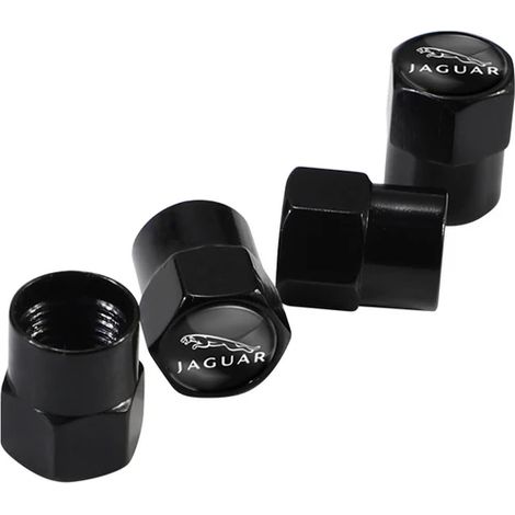 (B noir) 4 bouchons de valve de pneu en alliage d'aluminium, accessoires anti-poussière, compatibles avec XF XJ XFR XKR XJR S-Type F-Type X-Type F-Pace I-Pace (1/5)