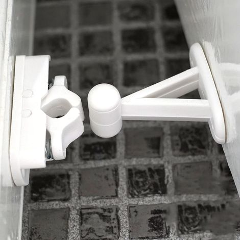 Tope de puerta automático blanco de alta calidad con resorte, incluye pestillo y accesorios de instalación, adecuado para puertas de dormitorio/baño/sala de estar/oficina, tope de puerta hecho de (1/3)