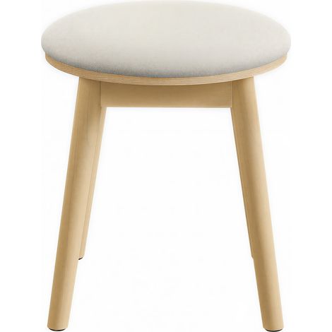 Tabouret de Coiffeuse Rond, Pieds Antidérapants, Style Bohème, pour Chambre, Crème et Beige