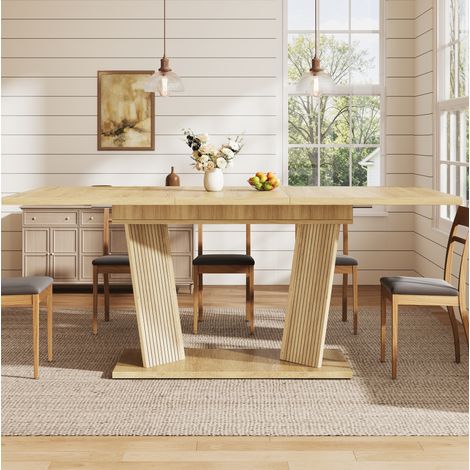 Tavolo allungabile 160x80x76 cm in MDF e metallo marrone salvaspazio cucina – MEUBLIV (1/5)