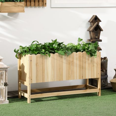 Jardinière verticale d'extérieur en bois avec trou de drainage et doublure intérieure. 86 x 30 x 50 cm. (1/5)