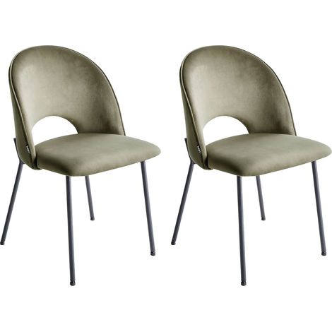 Lot de 2 Chaises de Salle à Manger Rétro en Velours Glamour Vert Covelo
