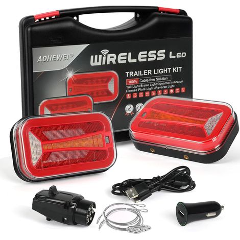2 Feux arrière magnétiques LED sans fil 12/24V étanches avec batterie rechargeable pour remorque camion caravane (1/5)