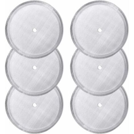 Paquet de 6 filtres à tamis de rechange pour presse française - Filtres à mailles réutilisables en acier inoxydable - Pour cafetières à pression françaises universelles de 1000 ml / 34 oz / 8 tasses (1/5)