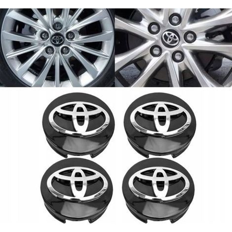 Centre de roue - Toyota - 4×OD62mm - Cache moyeux - Badge logo noir - Plastique ABS (1/2)