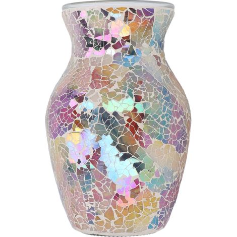 Vase en verre mosaïque, style européen, vase décoratif étincelant et raffiné pour le salon et la chambre. (1/5)