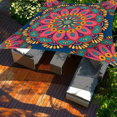 [Auvent bohème d'extérieur] 1 Auvent bohème mandala d'extérieur - Bâche de camping/pique-nique - 240 cm x 180 cm (1/4)