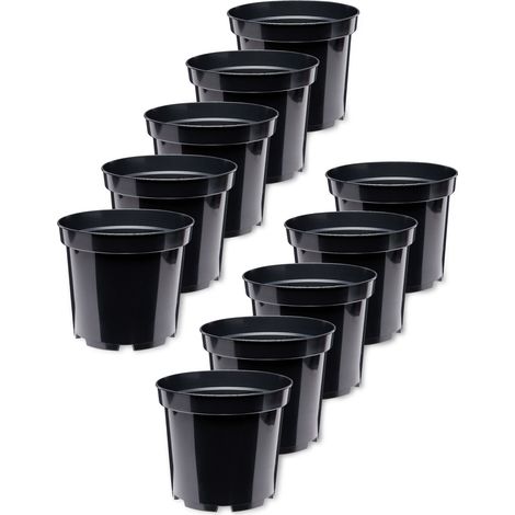 Garronda Blumentopf Kunststoff Pflanztopf rund Kräutertopf Anzuchttöpfe Blumentopf Schwarz für Innen und Aussen 51cm GD-0025 (10 Stück - Schwarz, ⌀ 51cm H=50cm) (1/5)