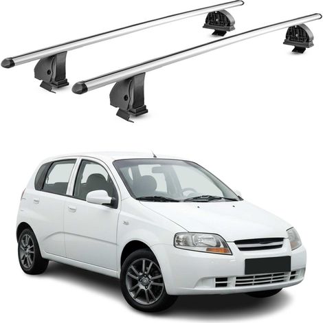 OMAC Aluminium Dachträger Querträger für Chevrolet Kalos Schrägheck 2005-2008 – TÜV / DIN 75302:2019 – Abschließbar – T-Nut – Max. 75 kg – 2 Stangen – Silber (1/5)
