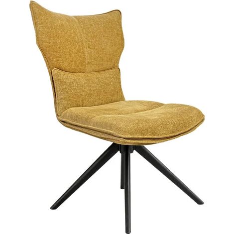 Chaise rotative 360° en tissu jaune rembourrage ergonomique - PHIL (1/5)