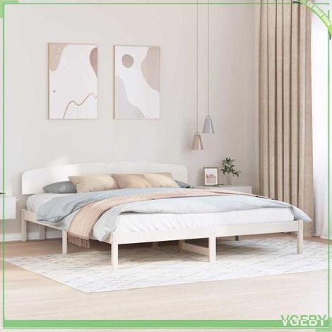 ABI Cadre de lit avec tête de lit Blanc 180 x 200 cm Pin massif 7291712310683 (1/5)