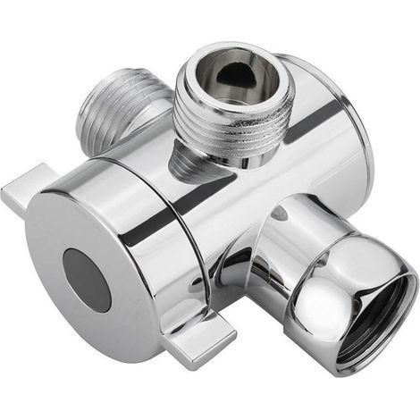 Valvola deviatrice a 3 vie per soffione doccia, adattatore multifunzionale regolabile G1/2" per WC, bidet o soffione doccia, argento (1/5)
