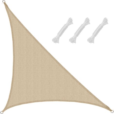 Toldo UV HDPE 4,2x4,2x6 Vela de Protección Solar Techo Balcón Jardín beige