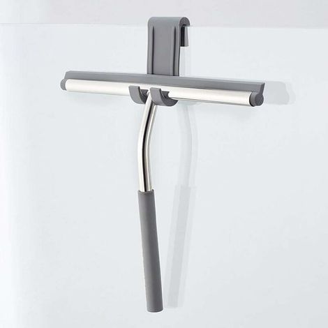 Raclette de douche en acier inoxydable de qualité supérieure, sans Perçage, raclette de douche en siliCône pour miroirs, fenêtres, nettoyage du verre - Gris-Fei Yu (1/4)