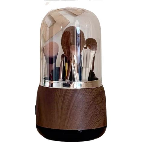 Organisateur de maquillage rotatif grande capacité, boîte à cosmétiques anti-poussière, rangement pour pinceaux, rouges à lèvres, crayons et accessoires de beauté, format de table élégant (1/5)