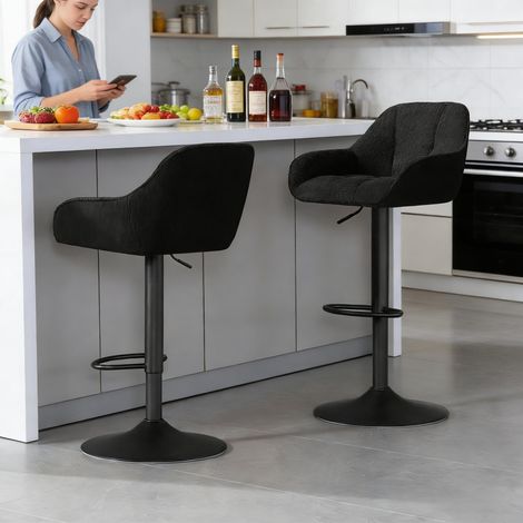 Lot de 2 tabourets de bar, chaises de cuisine rembourrées, fauteuils pour bureau, salle à manger, habillage doux, design moderne, 2 pièces (1/5)
