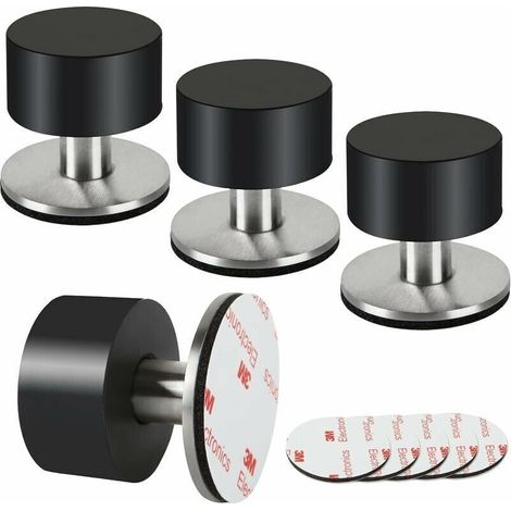 Lot de 4 butées de porte en caoutchouc, butées de porte auto-adhésives 3M pour plinthes, butées de porte fixées au mur pour atténuer le son à la maison, au bureau, sur la terrasse