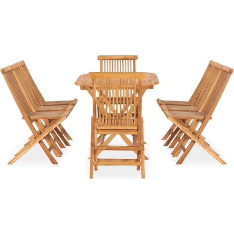 Maison Exclusive - 9-tlg. Garten-Essgruppe Klappbar Massivholz Te