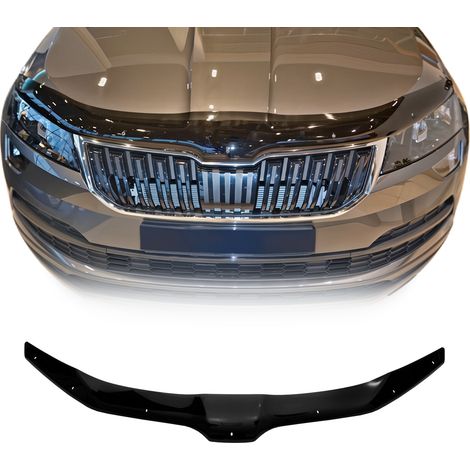 Deflecteurs d'air capot de voiture Protection pour Skoda Karoq 2017-2019 Acrylique foncé Noir (1/5)