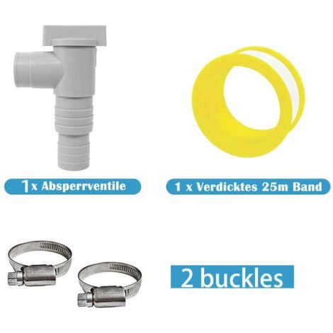 Kit de robinet d'arrêt pour piscines hors sol avec raccord de tuyau de 32 mm : adaptateur pour tuyau de piscine, vanne d'arrêt de 32 mm, accessoires d'entretien pour piscine. (1/5)