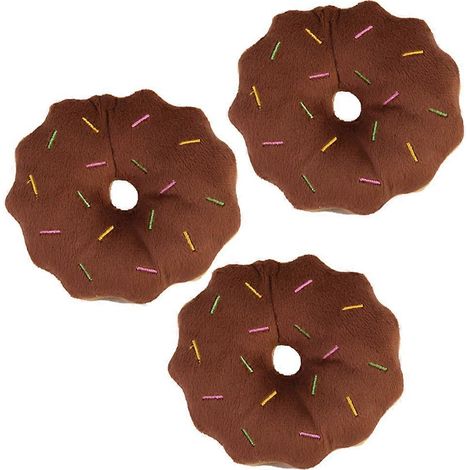 Lot de 3 peluches en forme de donut pour chat, jouet à l'herbe à chat, coussin interactif pour chaton, cadeau pour chat - Marron (1/5)