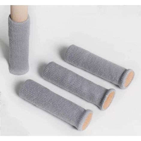 Juego de 4 protectores para patas de silla con fieltro grueso en la parte inferior, diseño de doble capa y silicona antideslizante en el interior (gris). (1/5)