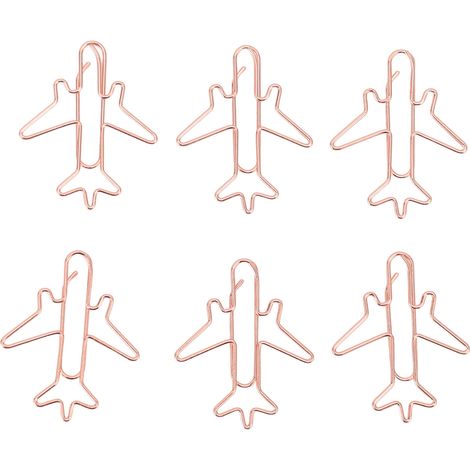 80 Stück flugzeugförmige Büroklammern, roségolden, rostfrei, flugzeugförmige Lesezeichenklammern, Büroklammern für Schule (1/5)