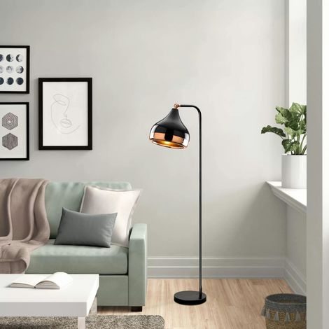 Lampadaire design noir et doré à tête orientable SILE (1/5)