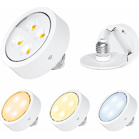 Ampoule LED rechargeable E26/E27, blanche, 8,5 x 8,5 x 7,4 cm, intensité variable avec télécommande (1/5)