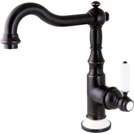 PaulGurkes Nostalgie schwarze Waschtischarmatur Küchenarmatur im Retrodesign (1/3)
