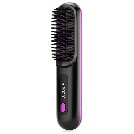 Lisseur à cheveux portable, rechargeable et sans fil, mini peigne lissant, lisseur de voyage portable (noir) (1/4)