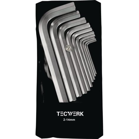 Tournevis d'angle 10 pièces dans une pochette en plastique, pour clés de 2 à 14 mm, courte, en acier S2 TECWERK (1/2)