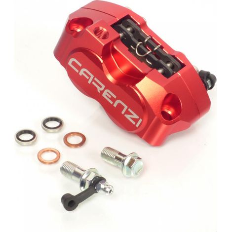 Etrier de frein avant radial rouge 4 pistons Carenzi universel (1/5)