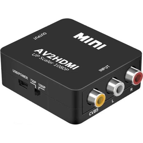 Adaptateur RCA vers HDMI - Mini AV - 1080P - Compatible PS2 et Wii - Noir - Adaptateur RCA vers HDMI - Mini AV - 1080P - Compatible PS2 et Wii - Noir (1/5)