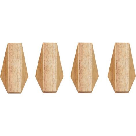 Semplici ganci da parete in legno massello in stile giapponese moderno, ideali per la decorazione della casa, come ganci per asciugamani e chiavi, o per la cabina armadio, confezione da 4 pezzi. (1/5)
