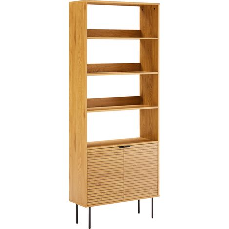Bücherregal aus Holz mit 4 Regalen und 2 Türen STINNA