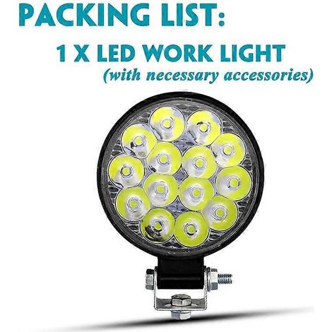 Barre lumineuse LED pour voiture tout-terrain 4x4, projecteurs antibrouillard ronds, diode 12V/24V, phare pour camion, tracteur agricole, bateau, SUV, quad, lampe de travail LED 4 pouces - 42W - 1 piè (1/5)