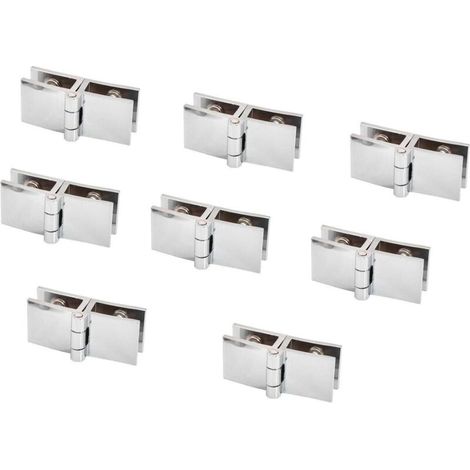 Set mit 8 Glastürscharnieren, 5 mm bis 8 mm, verstellbare rechteckige Klemme für Schranktüren, 180°-Glastüren
