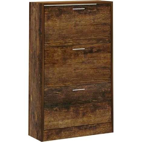 Armoire à chaussures range chaussures rangement meuble entrée couloir salon 63 x 24 x 103 cm bois d'ingénierie brun (1/5)