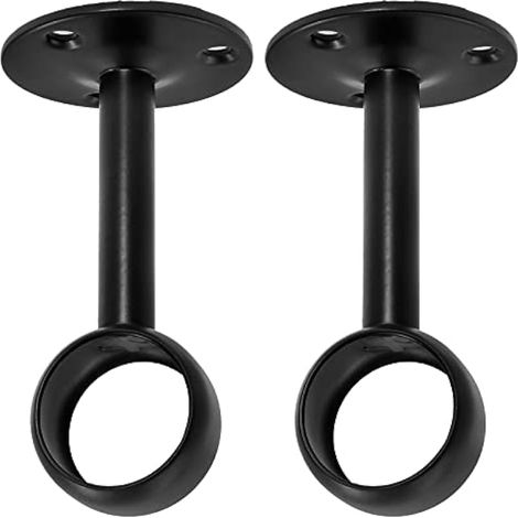 Jiozermi Lot de 2 supports de tringle à rideaux de 2,5 cm - En acier inoxydable robuste - Noir mat (1/5)