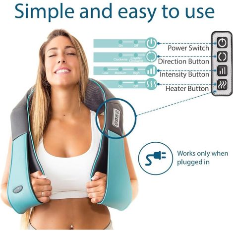 Appareil de massage par acupression pour la nuque et le dos (avec fonction chauffante) - coussin de massage pétrissant - masseur électrique. (1/3)