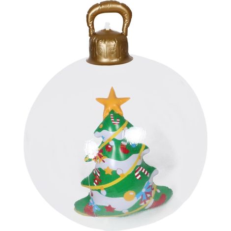 Boule Gonflable Géante Transparent Ornement Sapin de Noël PVC Décoration Suspendue pour Jardin Pelouse Intérieur et Extérieur (1/5)