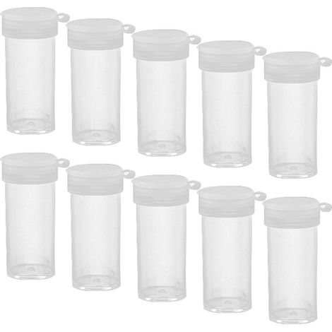 Juego de 10 mini saleros de plástico, extra pequeños, con tapa, ideales para viajes, acampadas y para llevar (transparentes). (1/4)