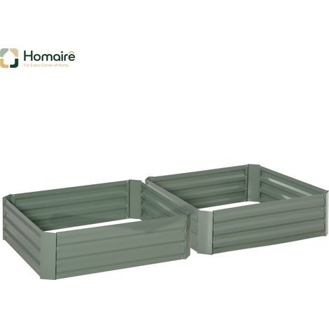HOMAIRE Gartenbeet Pflanzkasten aus verzinktem Stahl in Grün für Gemüse & Blumen